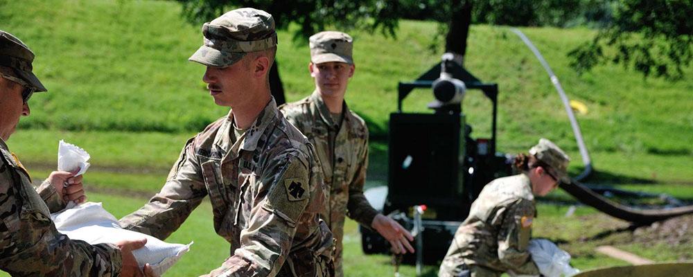 Guardsmen helping in disaster relief